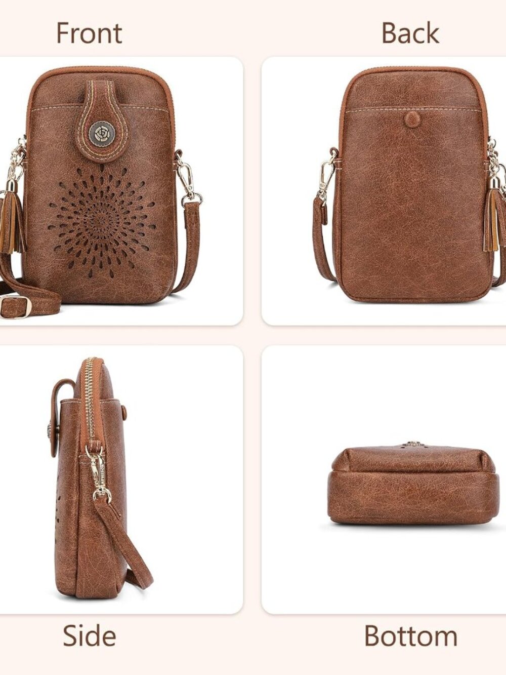 Small Crossbody Bags for Women, Lightweight Vegan Leather Cell Phone Purse, Cute - Picture 7 of 7